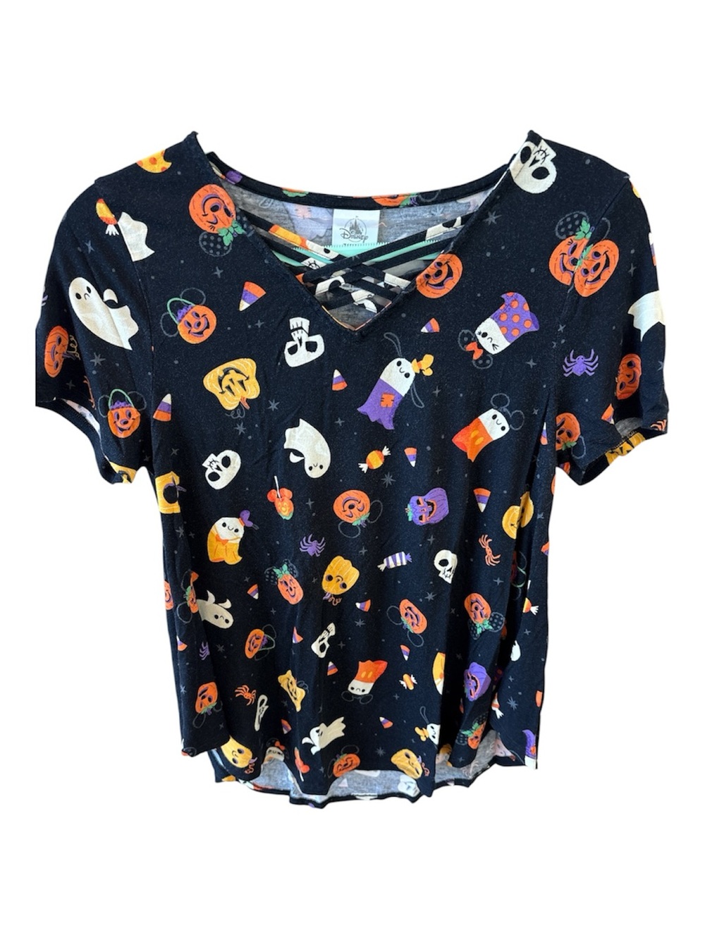 Disney Black Halloween Ghost Pumpkin Short Sleeve Tee